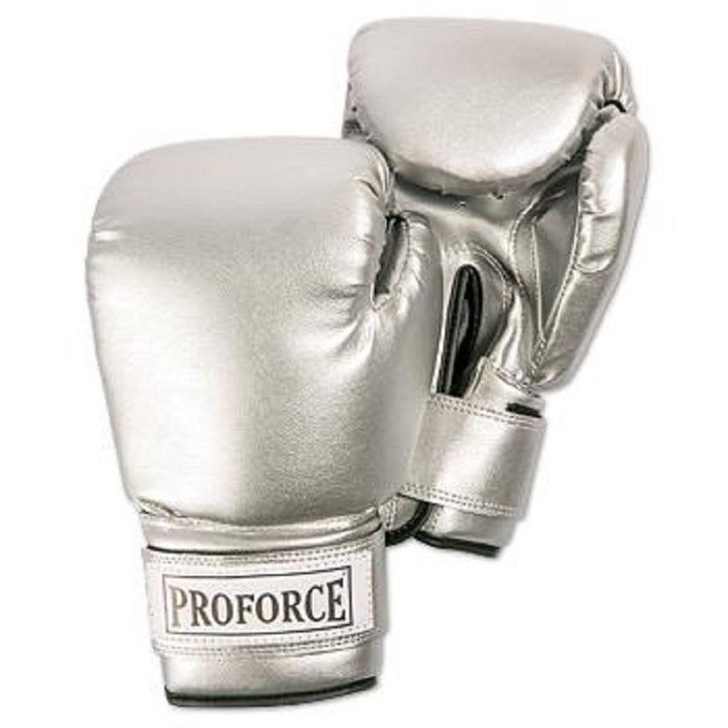 ProForce Unisex Leatherette Boxing Gloves (Silver/Silver, 12 oz.)